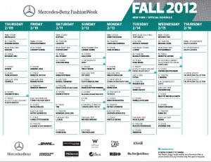 Mercedes Benz Fashion Week Schedule - New York City - Feb 2012