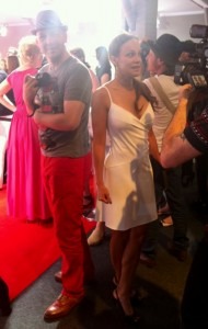 Sonja Kirchberger und olschok at the Mercedes Benz Fashion Week in Berlin - Juli 2012