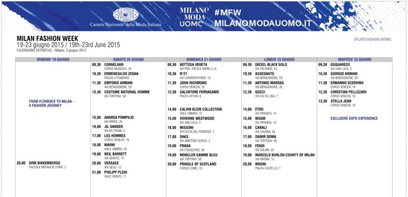 Milao Moda Uomo - Schedule - Spring/Summer 2016