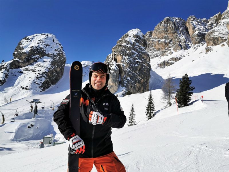 Kristian Ghedina vor dem Tofana in Cortina d’Ampezzo