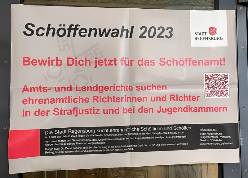 Schöffen gesucht in Regensburg für die Periode ab 2023