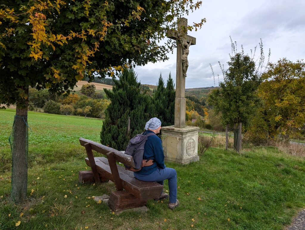 Marco auf dem 3-Tälerweg im Schweinfurter Oberland