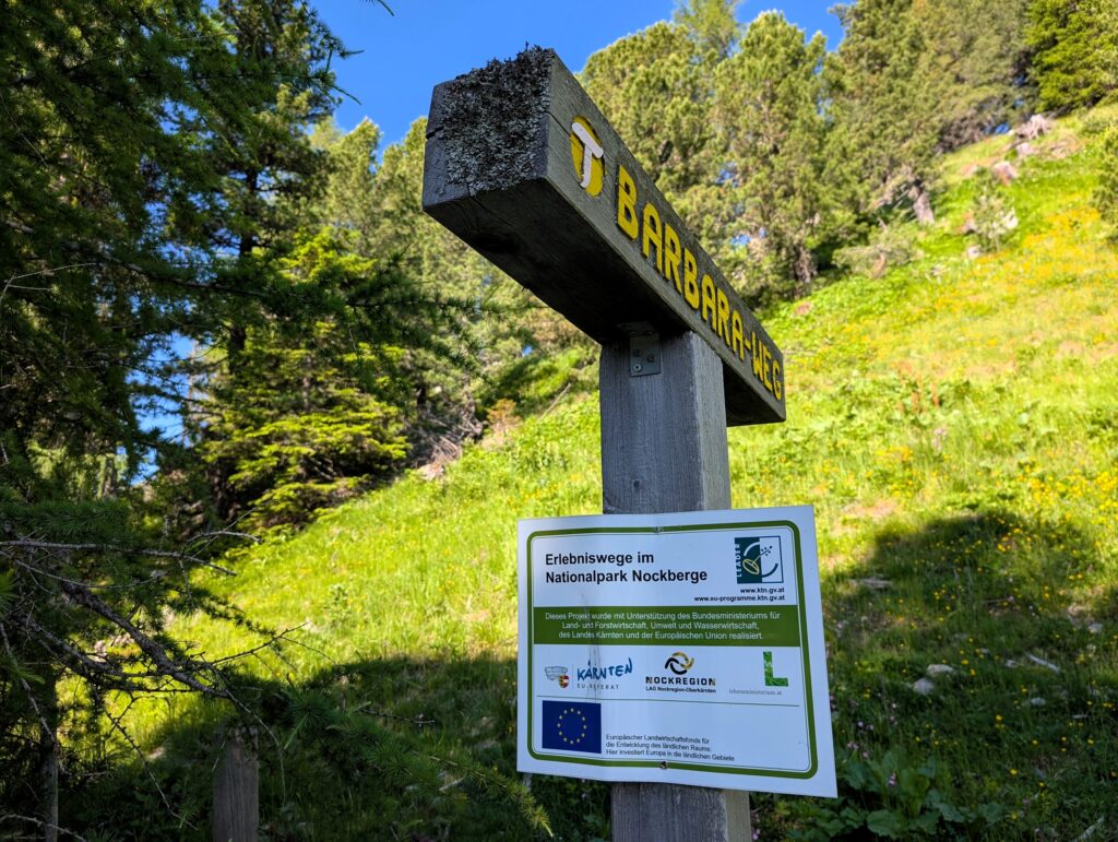 Nockberge-Trail Etappe 4 von der Turracher Höhe zum Falkertsee - Wegweiser Barbara Weg