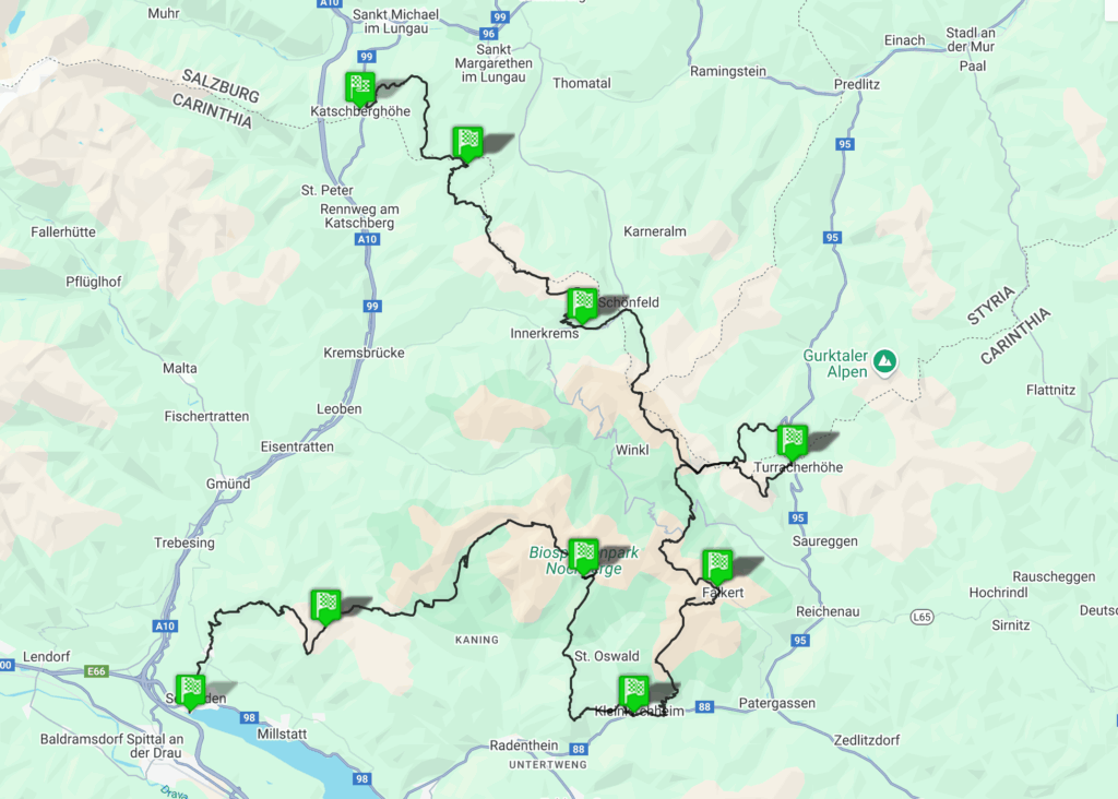 Übersichtskarte Nockberge-Trail